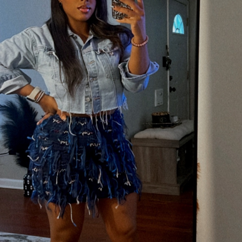 Fuzzy blue skirt